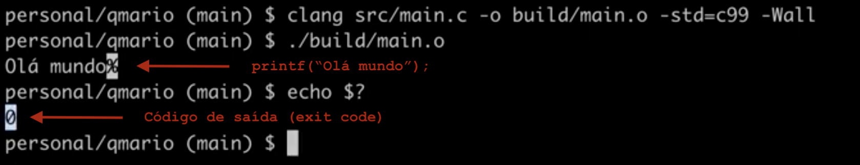 Compilação do programa main.c