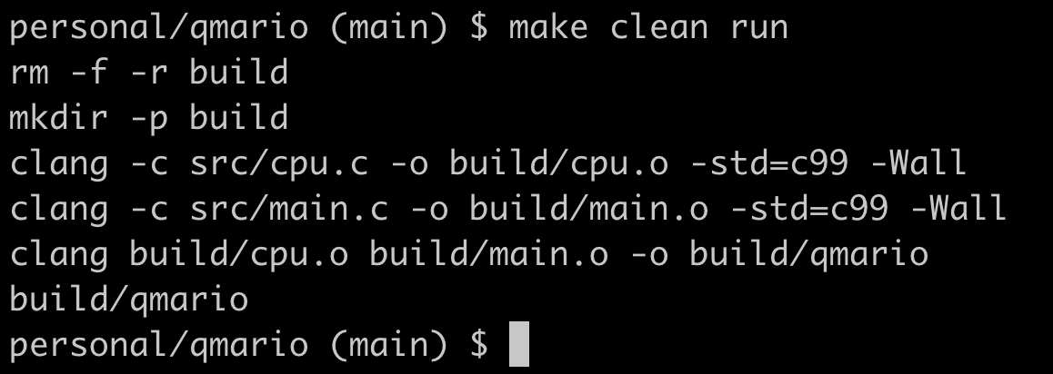 Compilando o programa do zero e executando build/qmario.