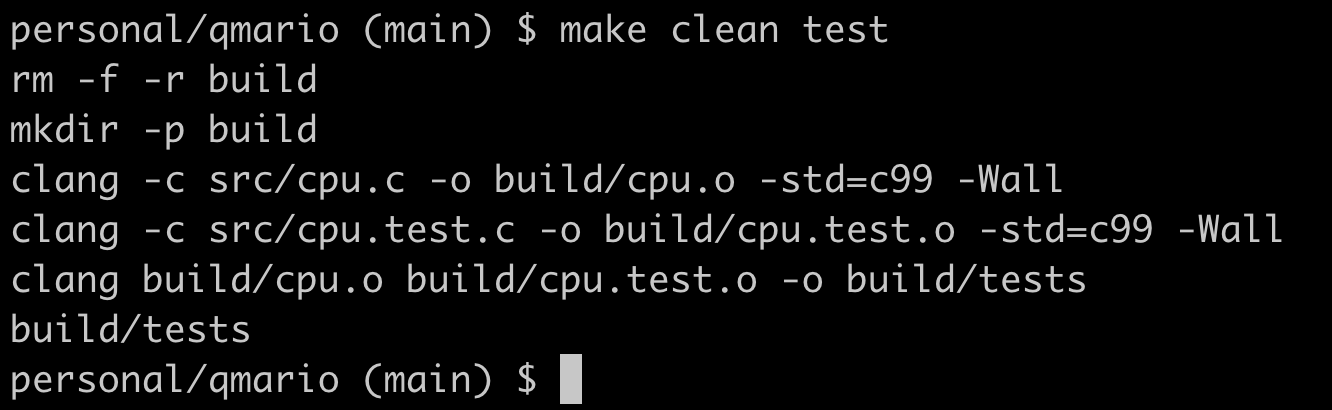 Compilando o programa do zero e executando build/tests.